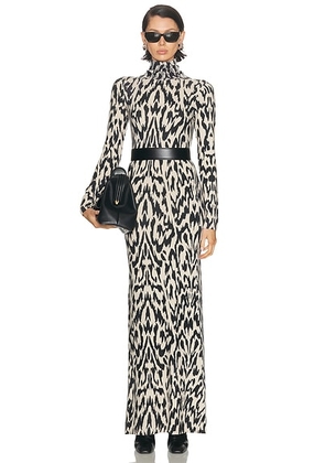 Brandon Maxwell Camille Turtleneck Dress in Abstract Leopard - Black. Size XS (also in S).