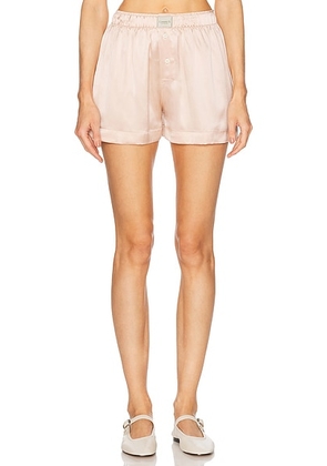 Comme Si Silk La Boxer Classica Short in Blush - Pink. Size M (also in L, S, XS).
