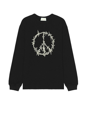 Aries Peace Press Gothic Waffle Long Sleeve Tee in Black - Black. Size M (also in ).