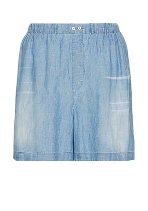 Acne Studios Ruxer Chambray Shorts in Mid Blue - Baby Blue. Size 50 (also in 48, 52).