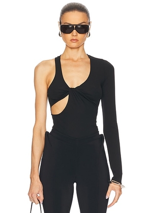 Courreges Twist Asymmetrical Jersey Top in Black - Black. Size M (also in L).