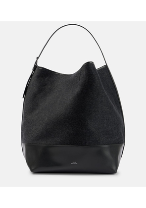 Toteme Leather-trimmed wool double tote bag