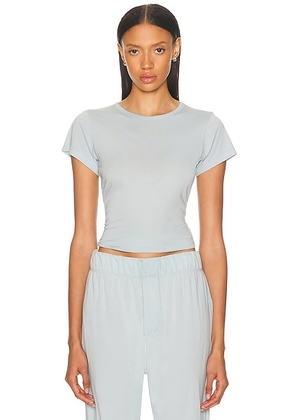 Eterne Fitted Crewneck Short Sleeve T-Shirt in Dusty Blue - Blue. Size XS (also in XL).