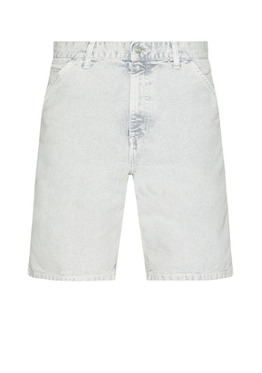Carhartt WIP Single Knee Short in Chalk Wash Black - Grey. Size 34 (also in 32, 36).