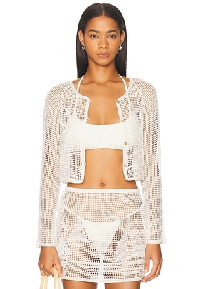 Calle Del Mar Nautical Crochet Cardigan in Natural - Ivory. Size S (also in L).