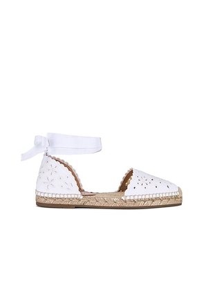 Aquazzura Broderie Espadrille Flat in White - White. Size 37 (also in 36, 37.5, 38.5, 39.5, 40, 41).