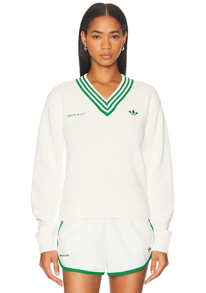 Adidas Originals X Sporty & Rich Sweater in Off White & Green - White. Size S (also in L, XS).