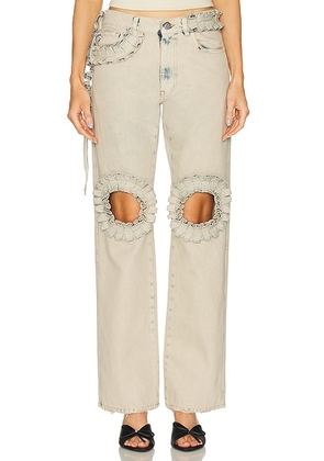 Coperni Ruffled Boyfriend Straight Leg in Grey Greige - Grey. Size L (also in M, XS).