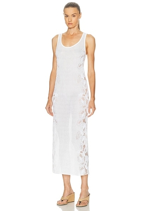 ALAÃA Lace Tank Dress in Blanc - White. Size 40 (also in ).