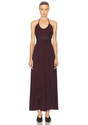 ALAÏA Halter Long Dress in Bordeaux - Wine. Size 40 (also in 38).