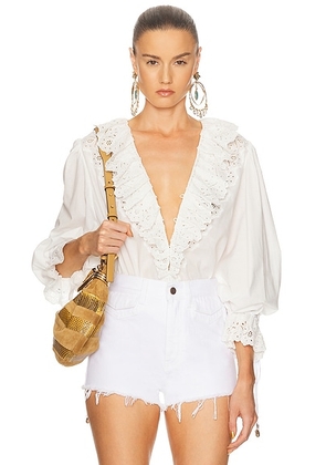 Chloe Cotton Blouse in Iconic Milk - White. Size 38 (also in 36, 40).