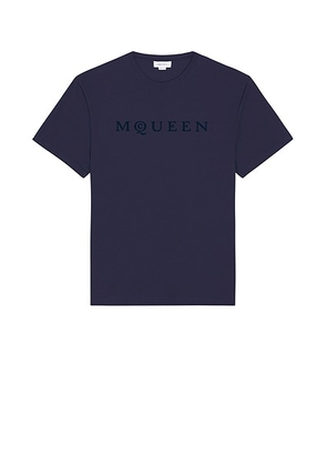 McQueen Logo T-Shirt in Navy & Jermyn St. Blue - Navy. Size M (also in L, S, XL/1X).