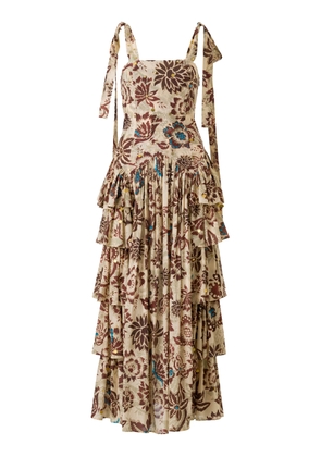 SIEDRÉS Mindy Ruffled Cotton Maxi Dress - Moda Operandi
