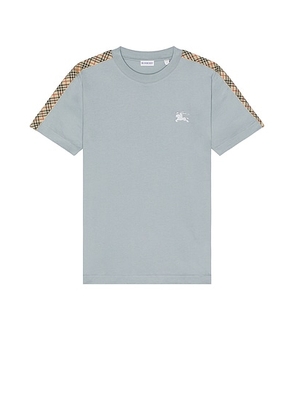 Burberry Slim Fit Tape Check T-Shirt in Gale - Blue. Size XL/1X (also in ).