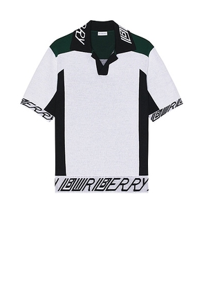 Burberry Football Script Polo in White  Black  & Green - White,Black. Size M (also in L, S).