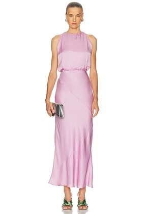Alejandra Alonso Rojas Blouson Midi Dress in Pink - Pink. Size 2 (also in 4, 6, 8).