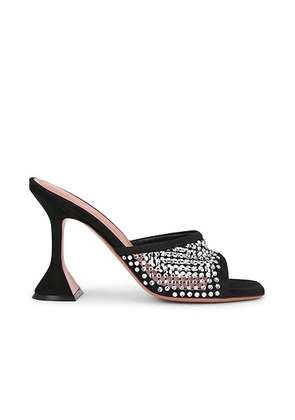 AMINA MUADDI Lupita Crystal Net 95 Slipper In Black & White Crystal in Black & White Crystal - Black. Size 37 (also in 36.5).