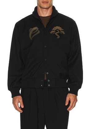 Etai LA 3D Print Bonsai Tree Fold Over Collar Bomber in Black - Black. Size M (also in L, S).