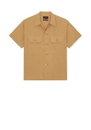 Beams Plus Mil Sht Shirt Textured Ripstop in Khaki - Brown. Size M (also in L, XL).