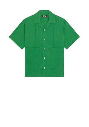 Etai LA Double Pocket Pin Tuck Shirt in Green - Green. Size S (also in L).