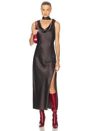 Acne Studios Dotti Silk Slip Dress in Graphite Grey - Charcoal. Size 40 (also in 34).