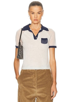 Acne Studios Kout Transparent Top in White & Navy - White. Size XS (also in M, S).