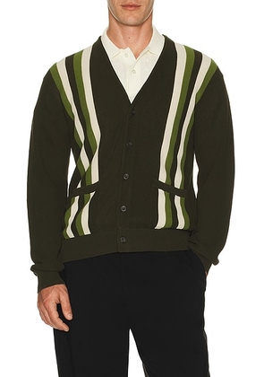Beams Plus Cardigan Stripe in Green - Dark Green. Size L (also in ).