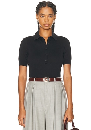 Carolina Herrera Short Sleeve Polo Top in Black - Black. Size M (also in L, S, XS).