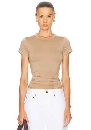 Eterne Fitted Crewneck Short Sleeve T-Shirt in Taupe - Taupe. Size XL (also in L).