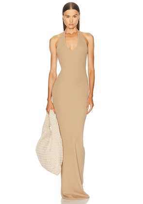 Eterne Halter Maxi Dress in Taupe - Taupe. Size M (also in L, XL).