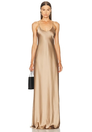 Eterne Mila Silk Maxi Dress in Taupe - Taupe. Size M (also in XS).