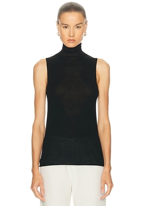 EAVES Alaska Sleeveless Knit Mockneck in Black - Black. Size M (also in L, XL).
