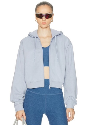 Beyond Yoga Luxe Fleece Zip Up Hoodie in Blue Zen - Baby Blue. Size XS (also in M).