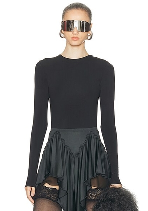 Entire Studios Long Sleeve Bodysuit in Soot - Black. Size S (also in M, XS).