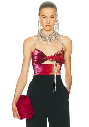 AREA Crystal Cutout Top in Fuchsia & Orange - Fuchsia. Size M (also in S, XS).