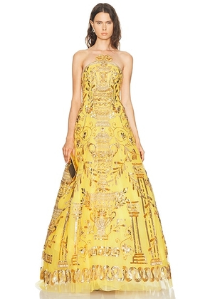 Carolina Herrera Embellished Strapless Gown in Daffodil - Yellow. Size 0 (also in ).