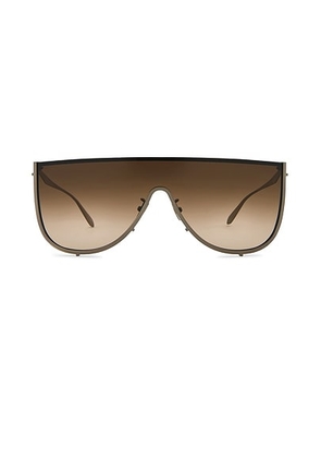 ALAÃA Shield Sunglasses in Ruthenium & Brown - Metallic Gold. Size all.
