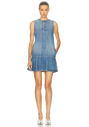 Brandon Maxwell Rosie Mini Dress in Medium Vintage Wash - Blue. Size 2 (also in 0, 6).