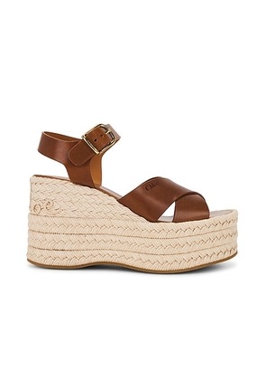 Chloe Isla Wedge Sandal in Ginger Brown - Brown. Size 40 (also in 36, 39, 41).