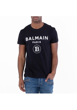 Balmain Flock Logo Embossed Cotton T Shirt