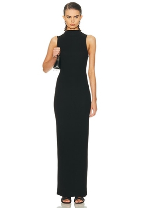Enza Costa Silk Rib Sleeveless Mockneck Fluid Dress in Black - Black. Size M (also in L, S, XS).