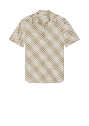 Burberry Robert Essentials Classic Short Sleeve Shirt in Stone Grey Check - Grey. Size S (also in M, XXL/2X).