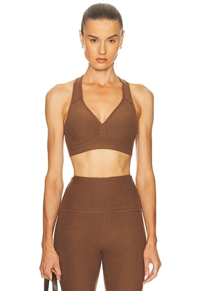 Beyond Yoga Spacedye Lift Your Spirits Bra in True Chocolate Heather - Brown. Size XS (also in ).