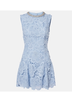 Self-Portrait Embellished floral lace minidress