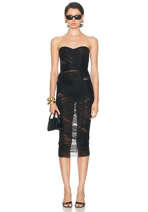 Dolce & Gabbana Strapless Midi Dress in Black - Black. Size 38 (also in ).