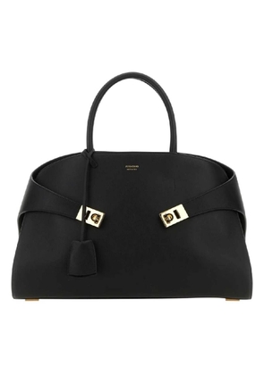 Ferragamo Hug Medium Black Leather Handbag