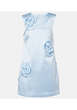 Self-Portrait Floral-applique satin minidress