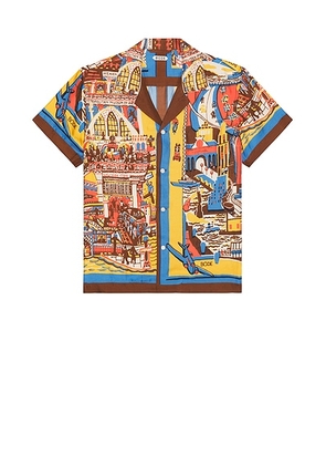 BODE Manhattan Island Short Sleeve Shirt in Multi - Brown. Size S (also in M).