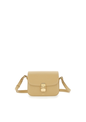 A.P.C. Grace Beige Small Crossbody Bag With Adjustable Shoulder Strap And Logo Plaque Closure On The Front In Leather Woman