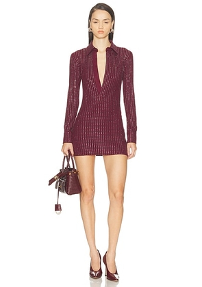 THE ATTICO Studded Mini Dress in Burgundy - Burgundy. Size 44 (also in ).